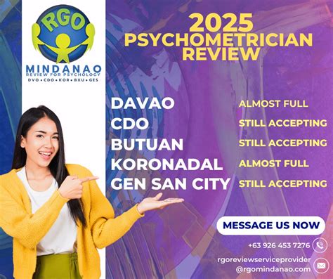 review center for psychometrician|RGO REVIEW CENTER MINDANAO.